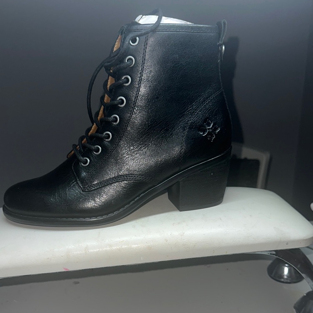 Patricia Nash Black Ankle Boots with Glossy Leather